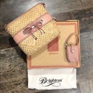 Brighton Toby D. Rose straw and leather purse